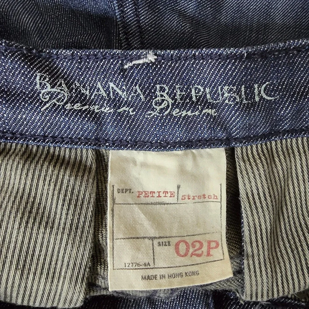 Banana Republic Jeans Womens 02P Premium Denim Modern Wide Leg Dark Blue‎ Wash